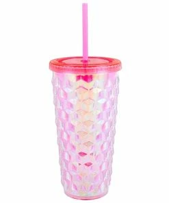 PINK FACETED TUMBLER