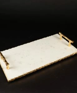 ROUGH EDGE MARBLE TRAY W/ HANDLES