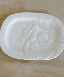 TURKEY EMBOSSED PLATTER, WHITE Disc