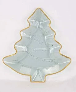 ROYAL FIR GLASS PLATTER, GOLD