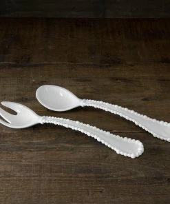 VIDA ALEGRIA LARGE SALAD SERVERS, WHITE