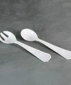 VIDA CHARLESTON LARGE SALAD SERVERS, WHITE