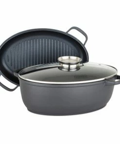 VIKING 8.6 QT DIE CAST OVAL ROASTER W/ GLASS BASTING LID