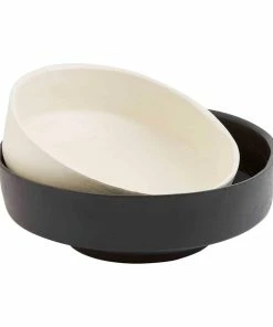BLACK & WHITE PAPER MACHE BOWLS, SET OF 2