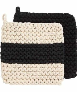 ONE STRIPE CROCHET POT HOLDER SET