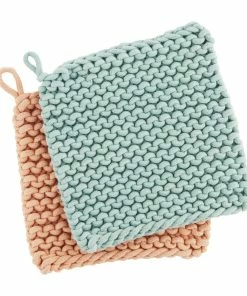 PINK/BLUE PASTEL CROCHET POT HOLDER SET