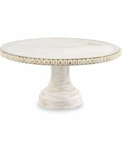 WHITE BEADED CAKE STAND