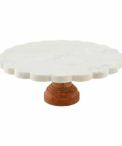 SCALLOPED MARBLE PEDESTAL CAKE STAND