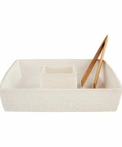 WHITE BASKETWEAVE CHIP AND DIP SET