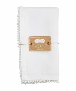 WHITE COTTON POM NAPKINS