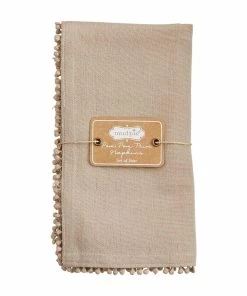 KHAKI COTTON POM NAPKINS