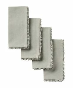 GRAY COTTON POM NAPKINS