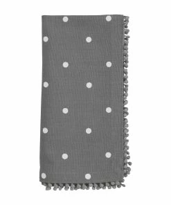 GRAY DOT COTTON POM NAPKINS