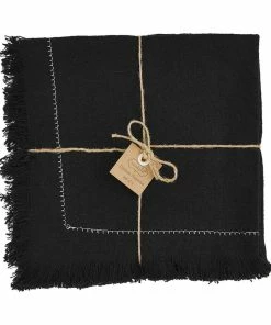 BLACK FRINGE NAPKIN SET
