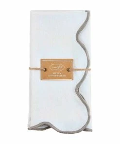 GREY SCALLOPED NAPKIN SET, SET OF 4