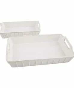SMALL WHITE STONEWARE BAKING DISH