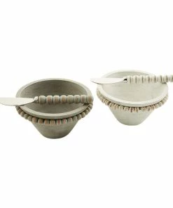 BEADED WOOD DIP BOWL SETS, ASST.