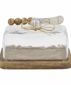 BEADED GLASS BUTTER DISH