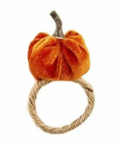 VELVET PUMPKIN NAPKIN RINGS, SET OF 4 -kitchen supplies Sales Store 49500023O
