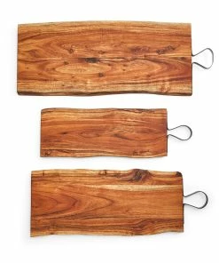 ACACIA WOOD SERVING BOARD With IRON HANDLE, SMALL