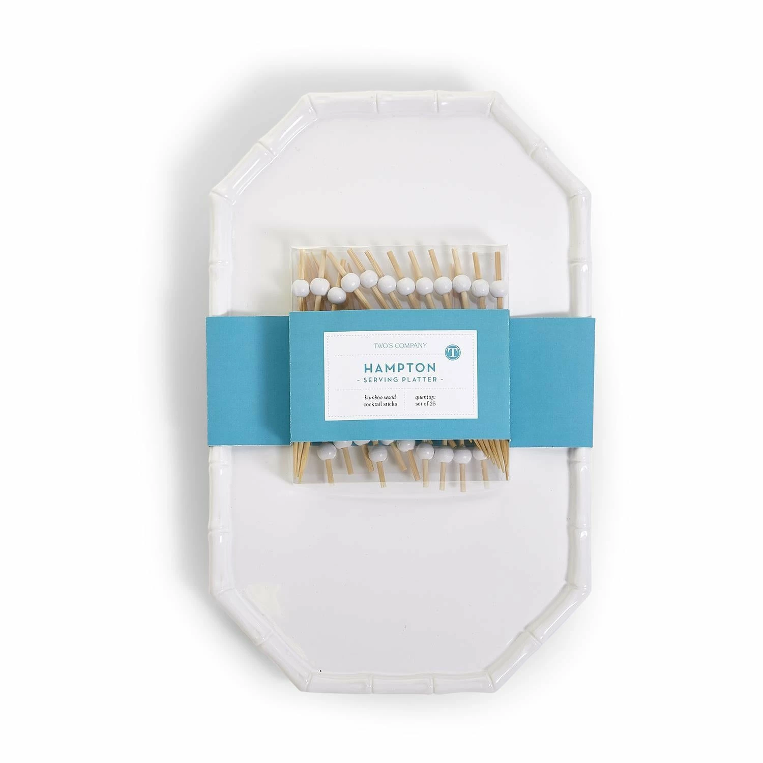 HAMPTON FAUX BAMBOO SERVING PLATTER With BAMBOO PICKS Disc 1 HAMPTON FAUX BAMBOO SERVING PLATTER With BAMBOO PICKS Disc