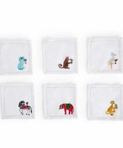 ANIMAL PARTY EMBROIDERED COCKTAIL NAPKINS