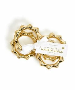 GOLDEN BAMBOO NAPKIN RINGS, SET OF 4
