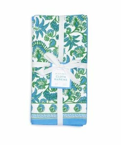 HAMPTON FLORAL BLOCK PRINT NAPKIN SET, SET OF 4