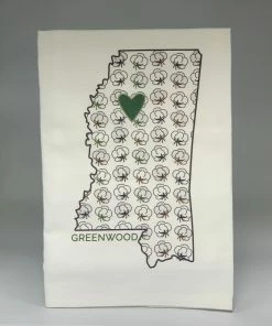 HOMETOWN HEART, HAND TOWEL, GREENWOOD - COTTON