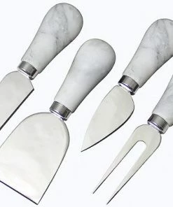 WHITE/MARBLE CHEESE KNIVES, SET OF 4