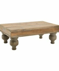 WOOD FOOTED SERVING STAND