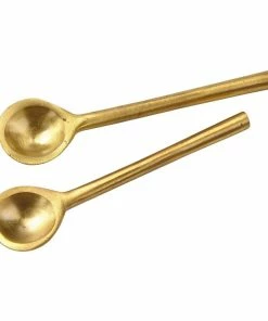 SMALL BRASS SPOON SET, S/2