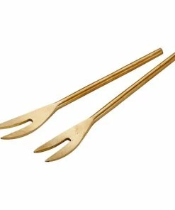 BRASS APPETIZER FORK SET, S/2